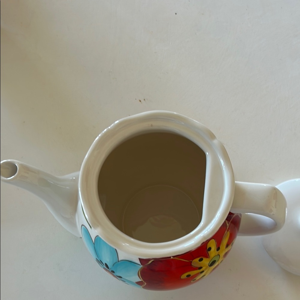 Floral Ceramic Teapot - Red and Blue - Picture 2 of 7